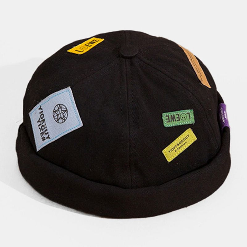 Unisexe Coton Lettre Motif Patch Coloré Brodé Bonnet Sans Bord Propriétaire Casquette Tête De Mort