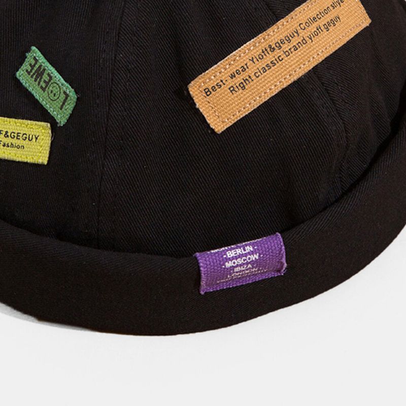 Unisexe Coton Lettre Motif Patch Coloré Brodé Bonnet Sans Bord Propriétaire Casquette Tête De Mort