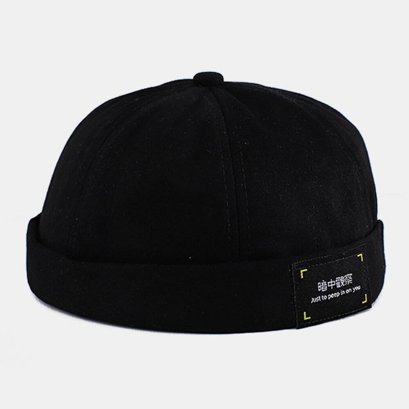 Unisexe Coton Lettre Patch Hip-hop Décontracté Pare-soleil Chapeau Sans Bord Bonnet Propriétaire Casquette Tête De Mort