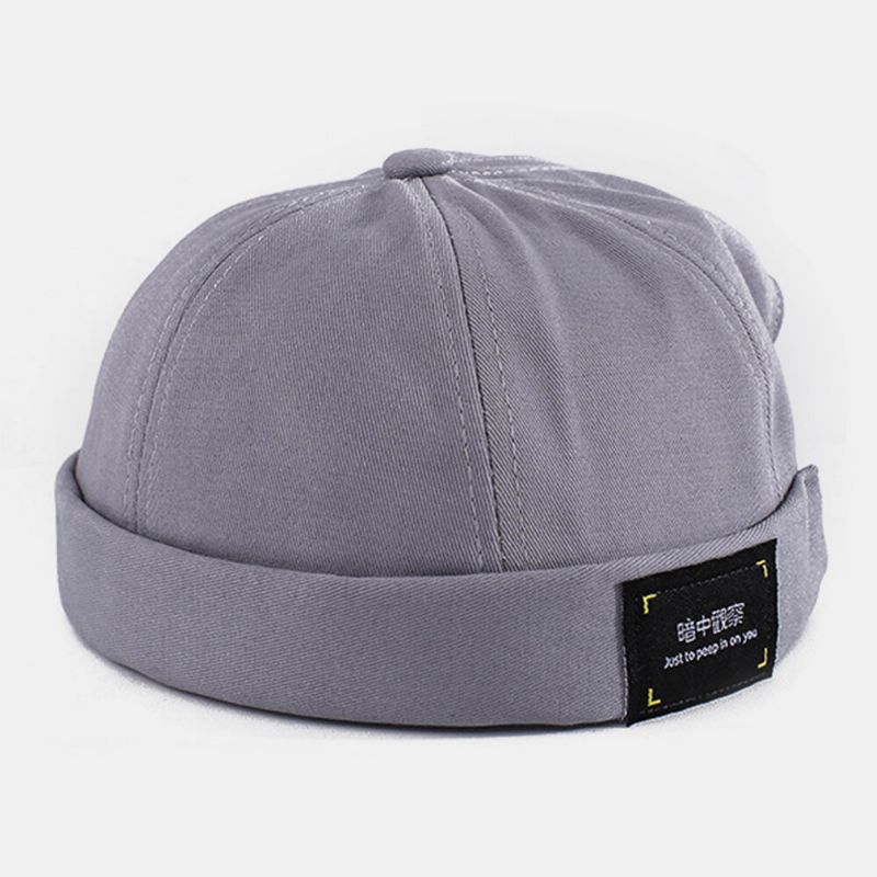 Unisexe Coton Lettre Patch Hip-hop Décontracté Pare-soleil Chapeau Sans Bord Bonnet Propriétaire Casquette Tête De Mort