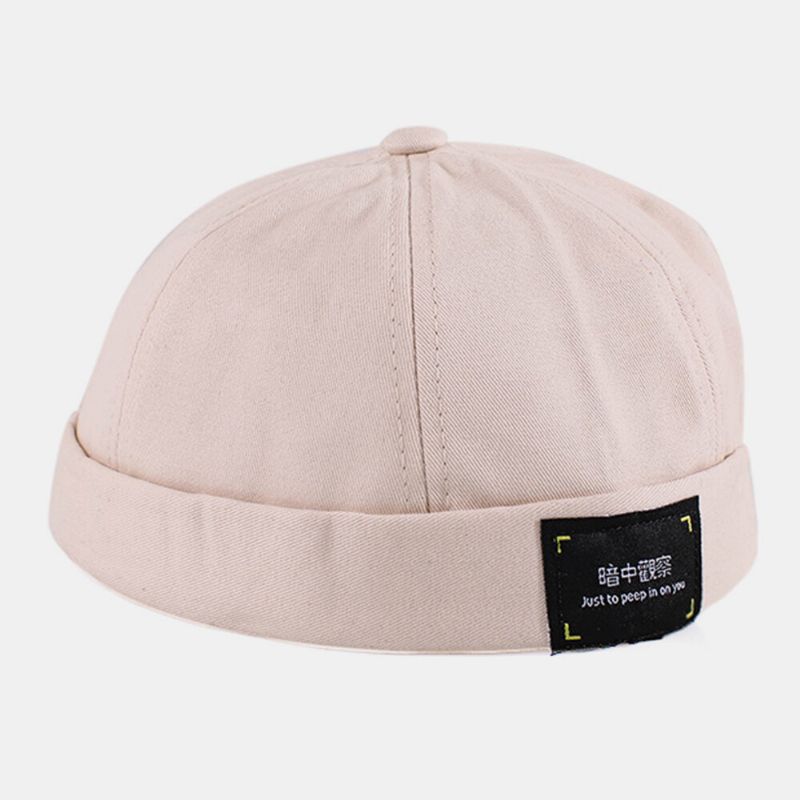 Unisexe Coton Lettre Patch Hip-hop Décontracté Pare-soleil Chapeau Sans Bord Bonnet Propriétaire Casquette Tête De Mort