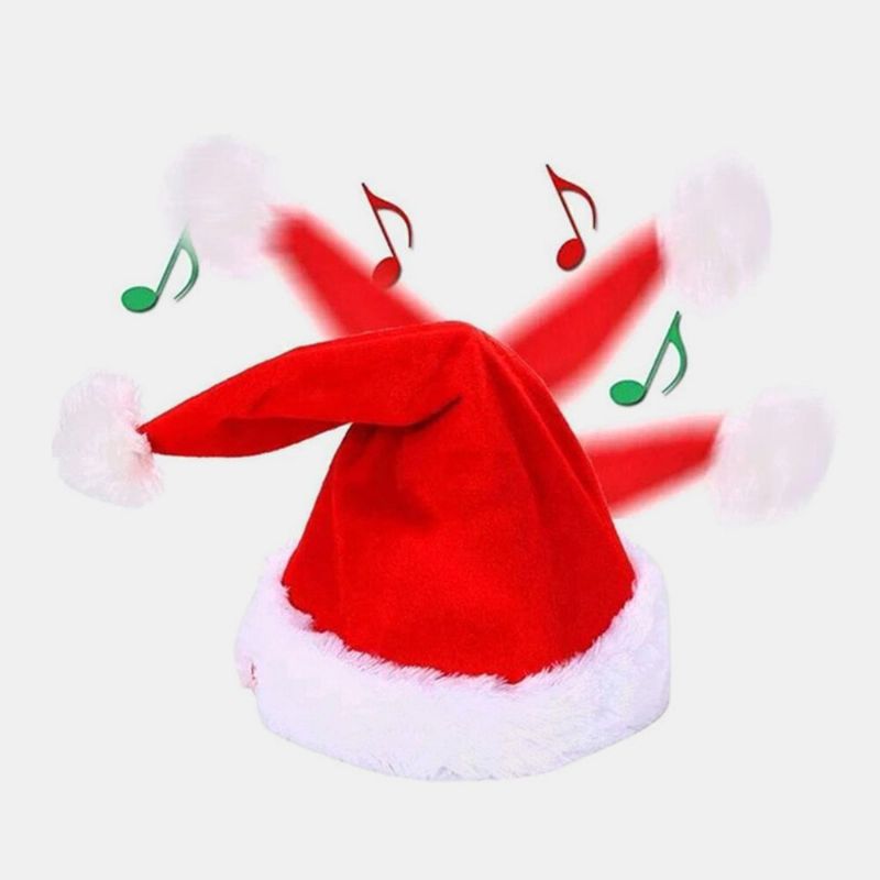 Unisexe Coton Noël Batterie Musique Jouet Électrique Cadeau De Noël Santa Cap Pour Enfants