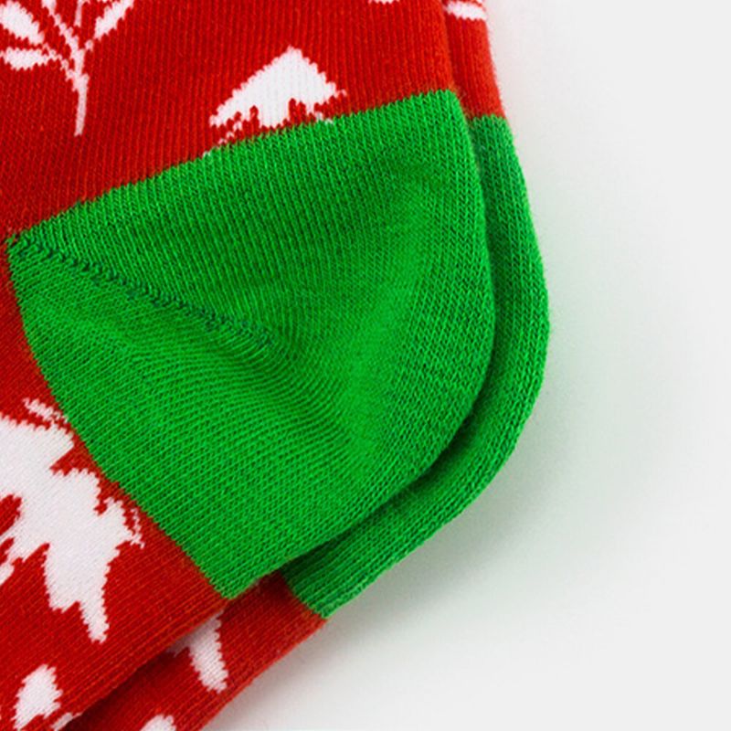 Unisexe Coton Personnalité Festive Arbre De Noël Flocon De Neige Motif Couple Chaussettes Tube Chaussettes