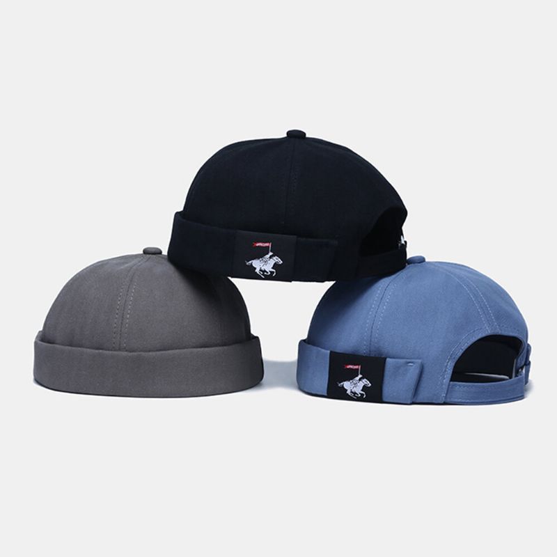 Unisexe Coton Solide Couleur Patchwork Hip-hop Style Casual Landlord Cap Brimless Beanie Skull Cap