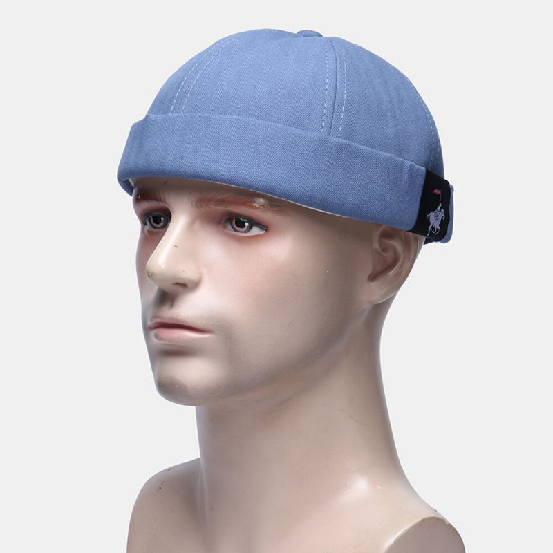 Unisexe Coton Solide Couleur Patchwork Hip-hop Style Casual Landlord Cap Brimless Beanie Skull Cap