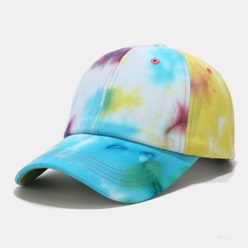 Unisexe Coton Tie-dye Graffiti Contraste Couleur Mode Parasol Baseball Chapeau