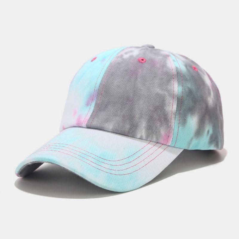 Unisexe Coton Tie-dye Graffiti Contraste Couleur Mode Parasol Baseball Chapeau