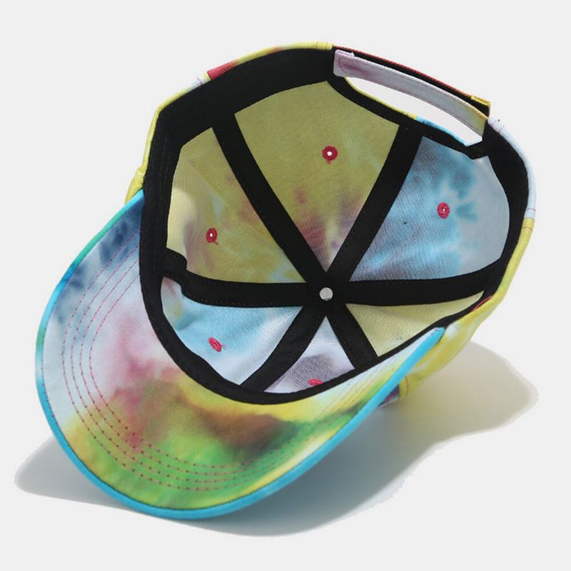 Unisexe Coton Tie-dye Graffiti Contraste Couleur Mode Parasol Baseball Chapeau