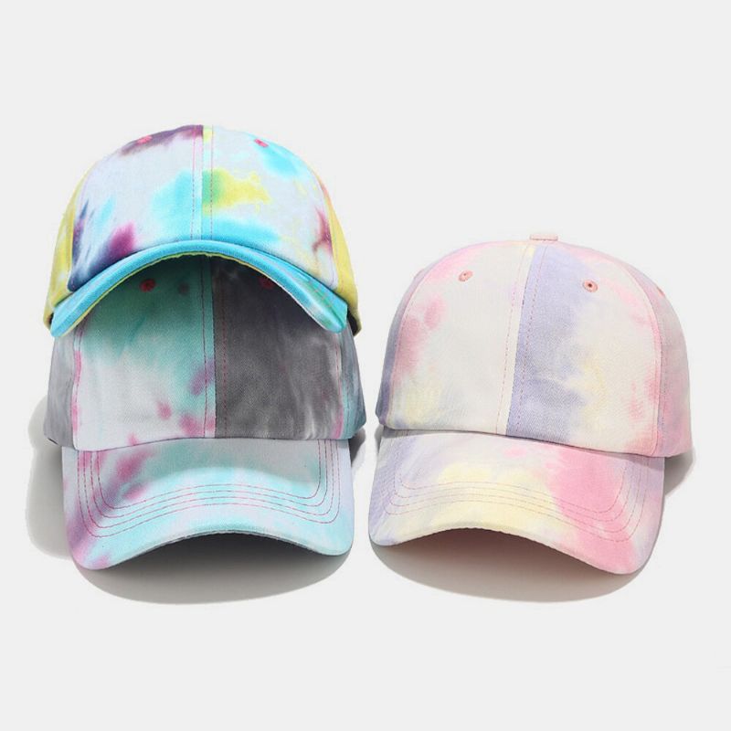 Unisexe Coton Tie-dye Graffiti Contraste Couleur Mode Parasol Baseball Chapeau