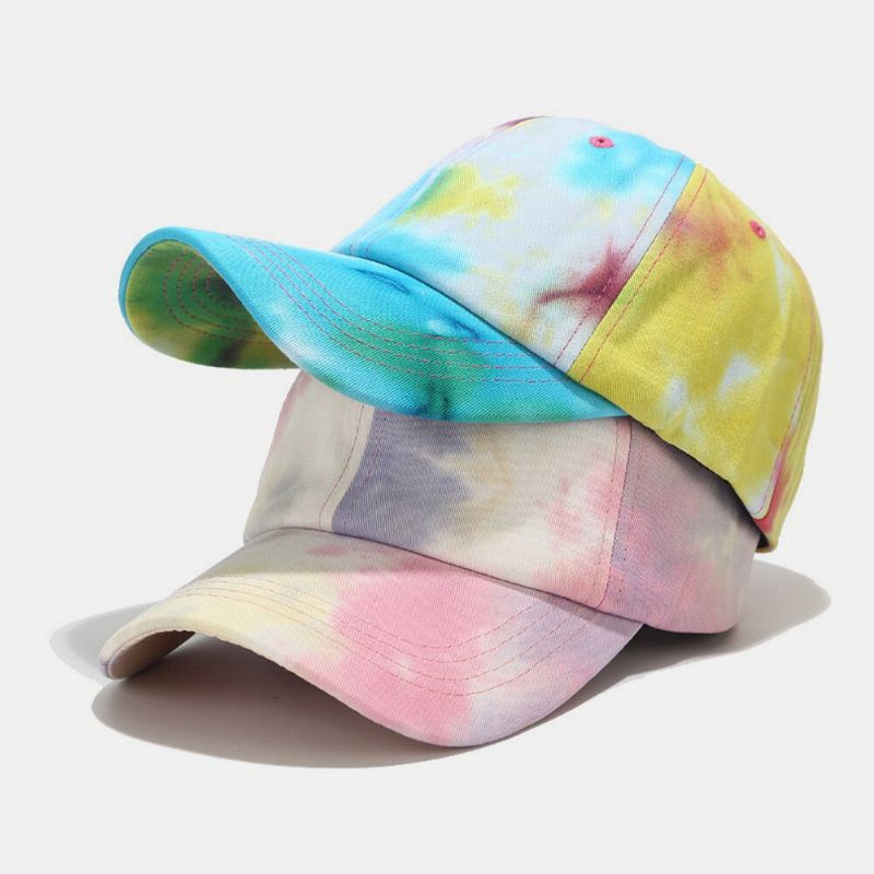 Unisexe Coton Tie-dye Graffiti Contraste Couleur Mode Parasol Baseball Chapeau