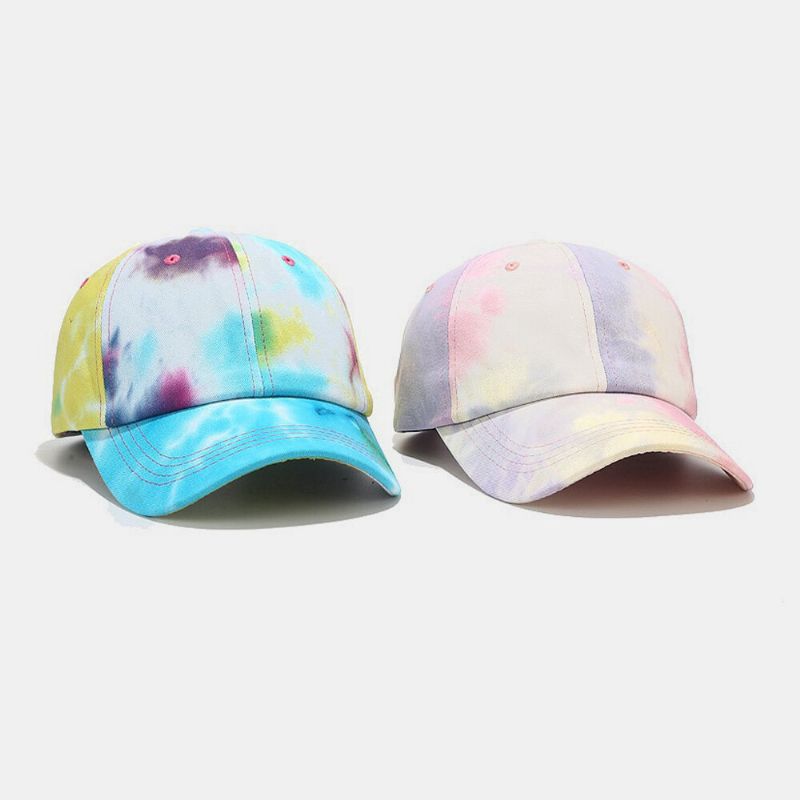 Unisexe Coton Tie-dye Graffiti Contraste Couleur Mode Parasol Baseball Chapeau