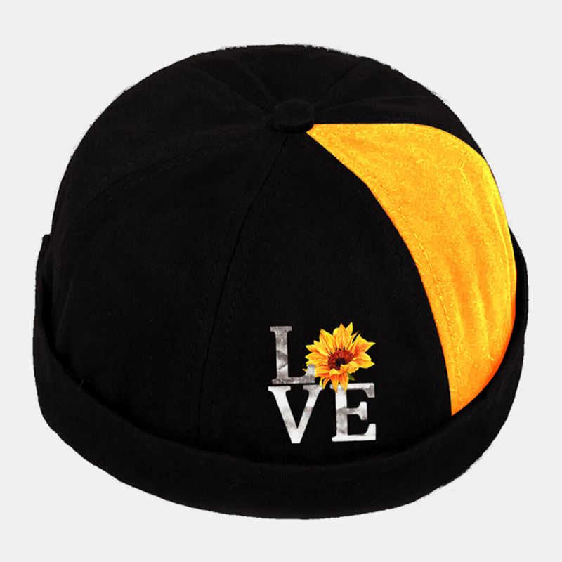 Unisexe Coton Tournesol Lettre Patchwork Motif Mode Énergique Sans Bord Bonnet Propriétaire Casquette Tête De Mort