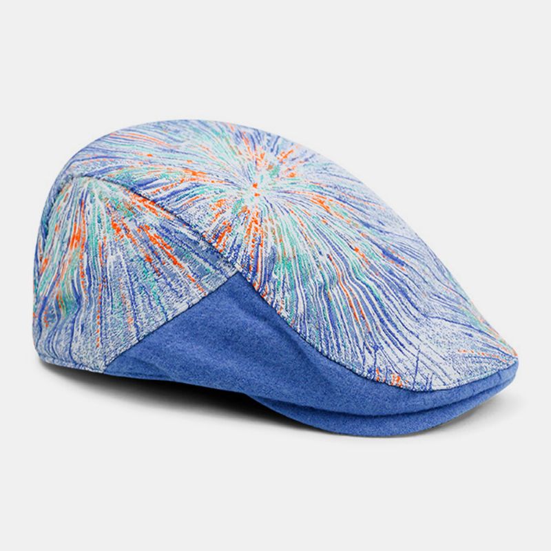 Unisexe Couleur Broderie Jacquard Extérieur Parasol Plaid Béret Chapeau Plat Chapeau Peintre Chapeau