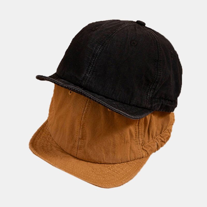 Unisexe Couleur Unie Court Bord Snapback Chapeau Décontracté Sauvage Bande Élastique Casquette De Baseball