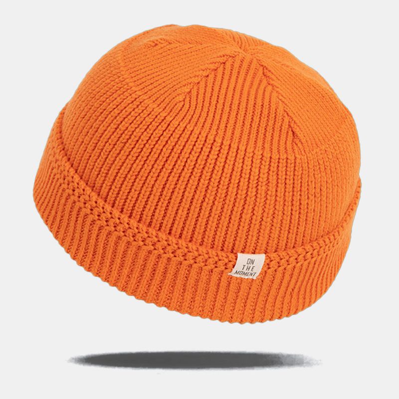 Unisexe Couleur Unie Élastique Tricoté Casquettes Automne Hiver Chaud Respirant Crâne Casquette Sans Bord Bonnet Propriétaire Casquette