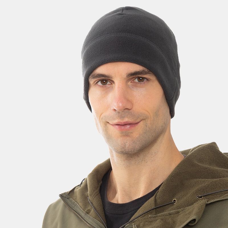 Unisexe Couleur Unie Protection Contre Le Froid Chaleur Polaire Chapeau Sport De Plein Air Ski Équitation Sans Bord Bonnet Chapeau