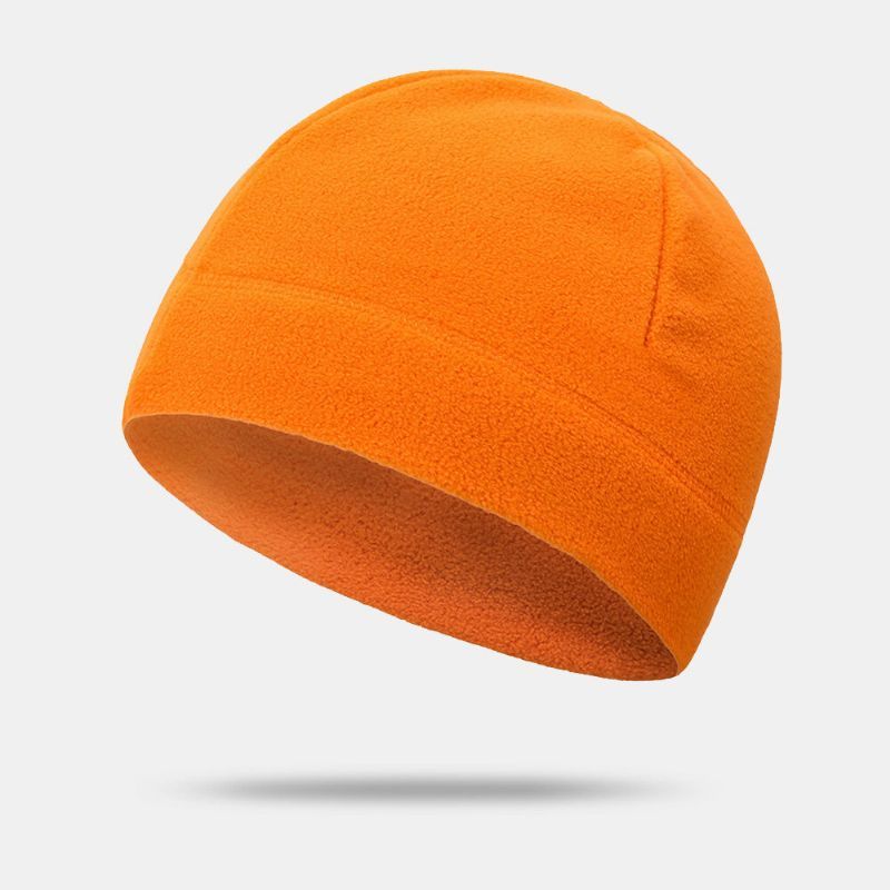 Unisexe Couleur Unie Protection Contre Le Froid Chaleur Polaire Chapeau Sport De Plein Air Ski Équitation Sans Bord Bonnet Chapeau