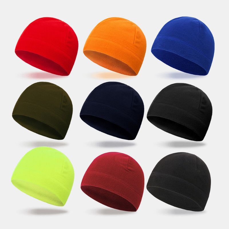 Unisexe Couleur Unie Protection Contre Le Froid Chaleur Polaire Chapeau Sport De Plein Air Ski Équitation Sans Bord Bonnet Chapeau