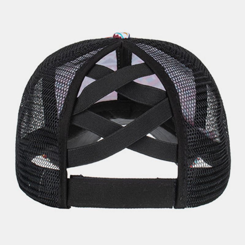 Unisexe Cross Elastic Mesh Fashion Géométrique Imprimé Parasol Respirant Chapeau De Baseball