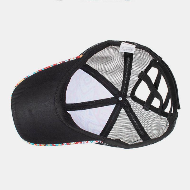 Unisexe Cross Elastic Mesh Fashion Géométrique Imprimé Parasol Respirant Chapeau De Baseball