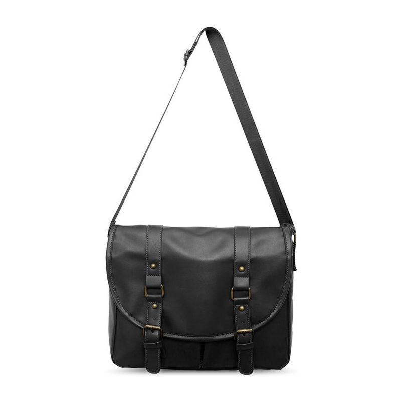 Unisexe Cuir Artificiel Vintage Grande Capacité Multi Slot Messenger Bag Sac À Bandoulière Durable