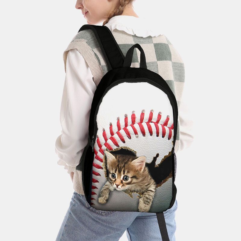 Unisexe Dacron Grande Capacité Chat Chien Dans Le Baseball Football Motif Impression Sac À Dos Cartable