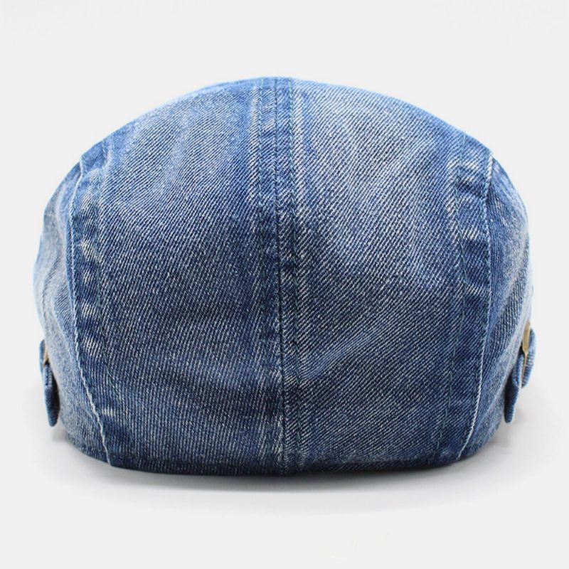 Unisexe Délavé Denim Bordure Trou Make-old Rétro Pare-soleil Avant Casquette Béret Casquettes Chapeau Plat