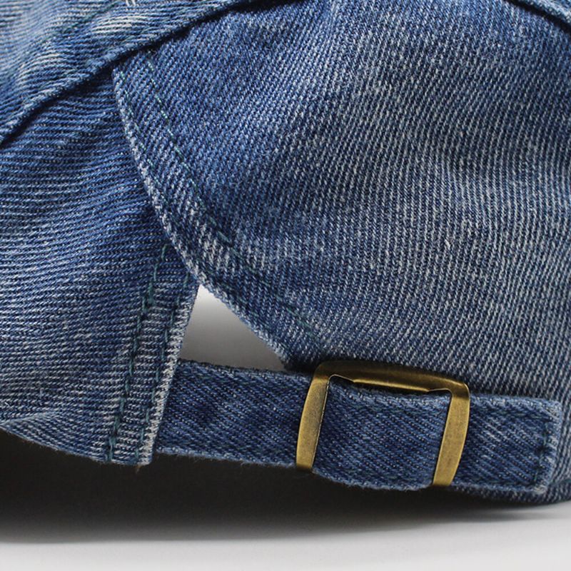 Unisexe Délavé Denim Bordure Trou Make-old Rétro Pare-soleil Avant Casquette Béret Casquettes Chapeau Plat