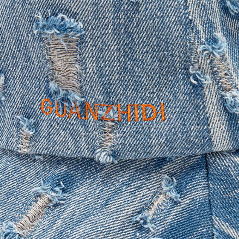 Unisexe Denim Lettre Motif Broderie Endommagé Fabriqué À L'ancienne Mode Seau Chapeau