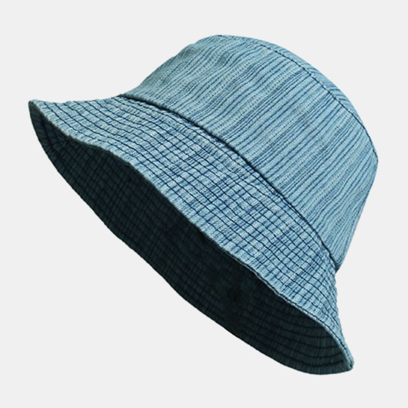 Unisexe Denim Stripes Pattern Casual Travel Sunshade Bucket Hat