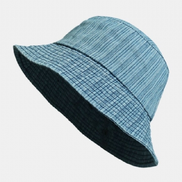 Unisexe Denim Stripes Pattern Casual Travel Sunshade Bucket Hat