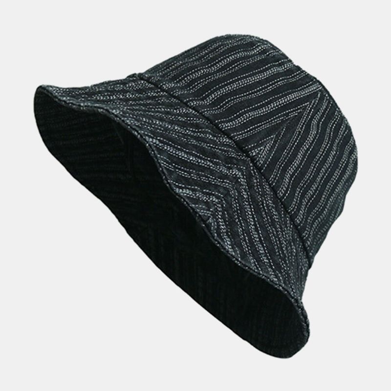 Unisexe Denim Stripes Pattern Casual Travel Sunshade Bucket Hat