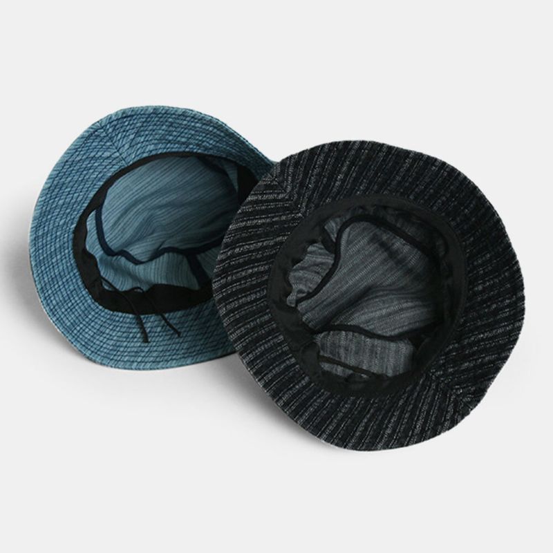 Unisexe Denim Stripes Pattern Casual Travel Sunshade Bucket Hat