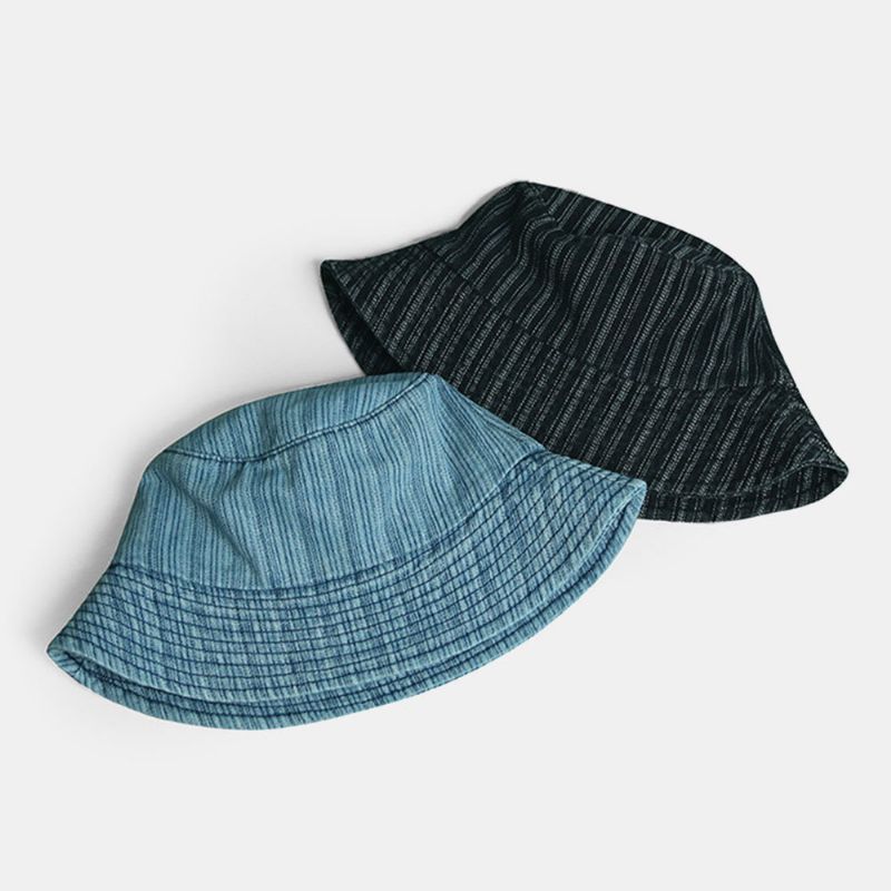 Unisexe Denim Stripes Pattern Casual Travel Sunshade Bucket Hat