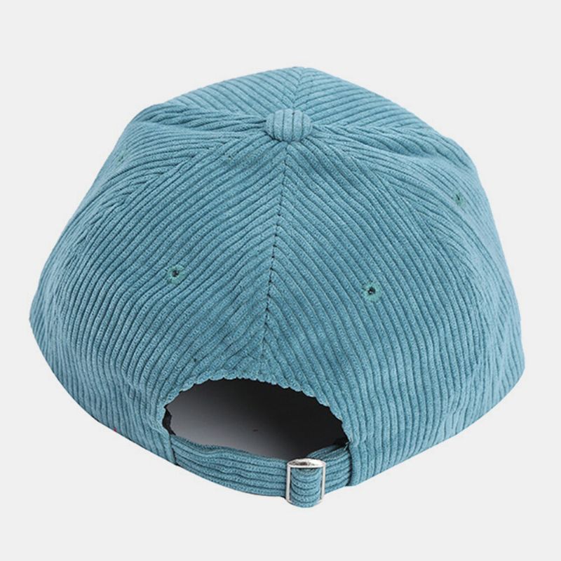 Unisexe Dessin Animé Mouton Broderie Casquette De Baseball Décontracté Large Bord Rayure Pare-soleil Crème Solaire Velours Côtelé Chapeau