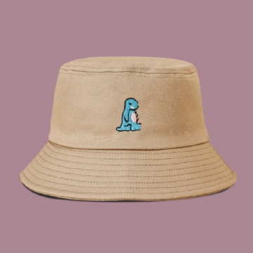 Unisexe Dessin Animé Petit Dinosaure Broderie Chapeau De Soleil Extérieur Décontracté Parasol Seau Chapeau