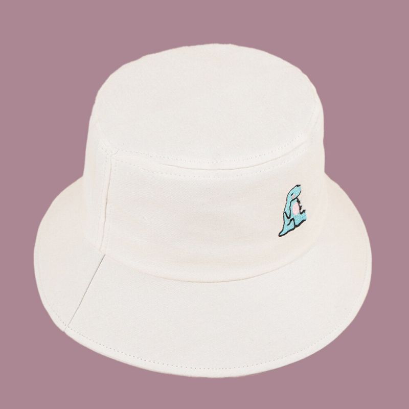 Unisexe Dessin Animé Petit Dinosaure Broderie Chapeau De Soleil Extérieur Décontracté Parasol Seau Chapeau