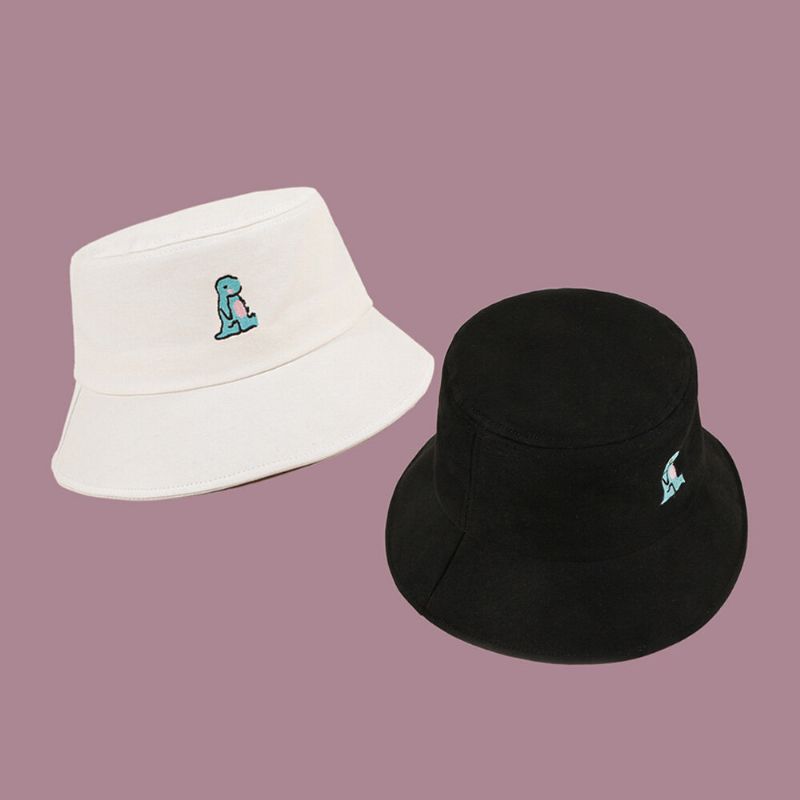 Unisexe Dessin Animé Petit Dinosaure Broderie Chapeau De Soleil Extérieur Décontracté Parasol Seau Chapeau