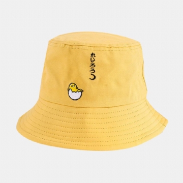 Unisexe Dessin Animé Poussins Broderie Seau Chapeau Coton Lettres Motif Été Voyage Plage Chapeau