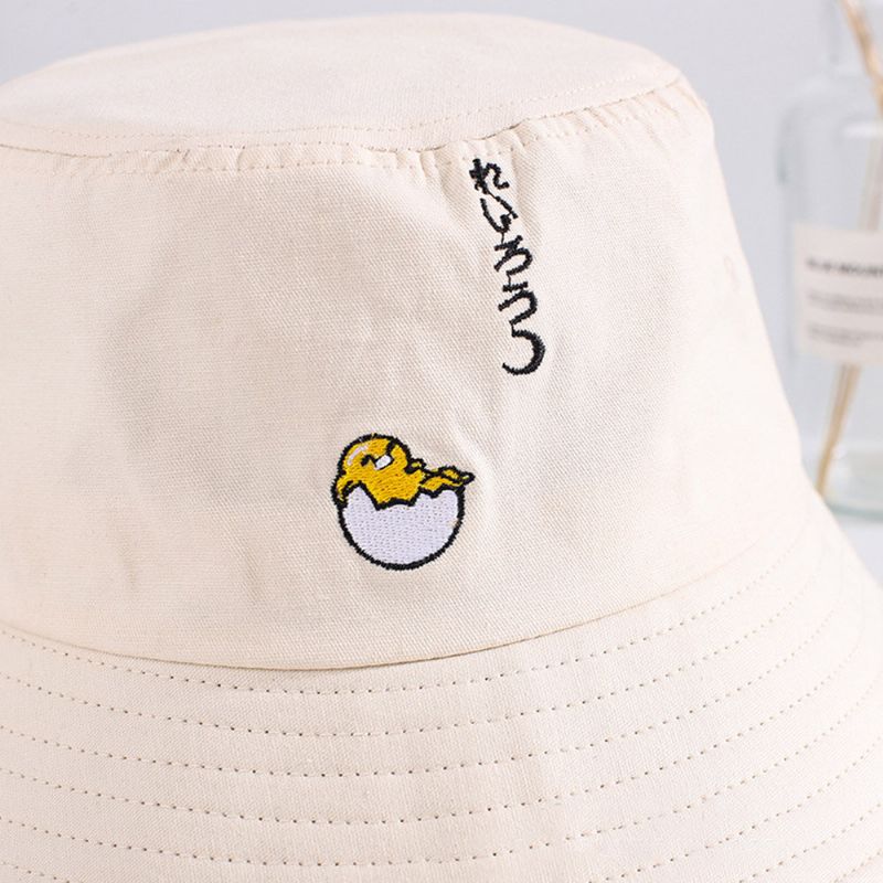 Unisexe Dessin Animé Poussins Broderie Seau Chapeau Coton Lettres Motif Été Voyage Plage Chapeau