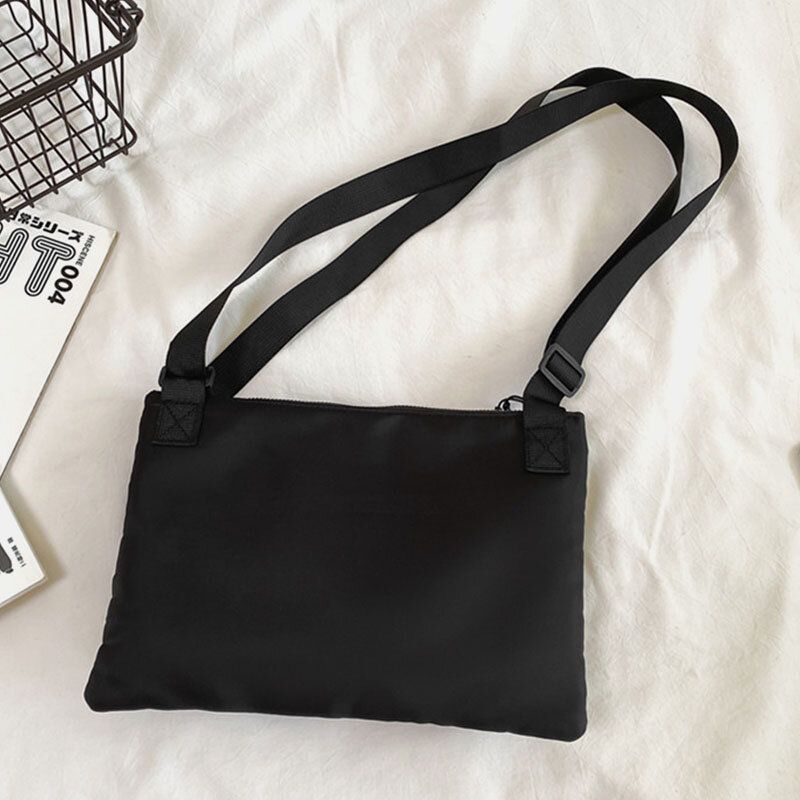 Unisexe Double Front Zipper Pocket Crossbody Bags Nylon Casual Simple Wear-resistant Shoulder Bag