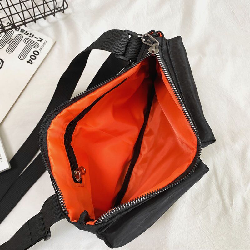 Unisexe Double Front Zipper Pocket Crossbody Bags Nylon Casual Simple Wear-resistant Shoulder Bag