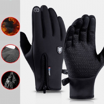 Unisexe Écran Tactile Coupe-vent Gants De Cyclisme Plein Doigt Étanche Résistant Au Froid Silicone Anti-dérapant Hiver Extérieur Escalade Gants De Conduite