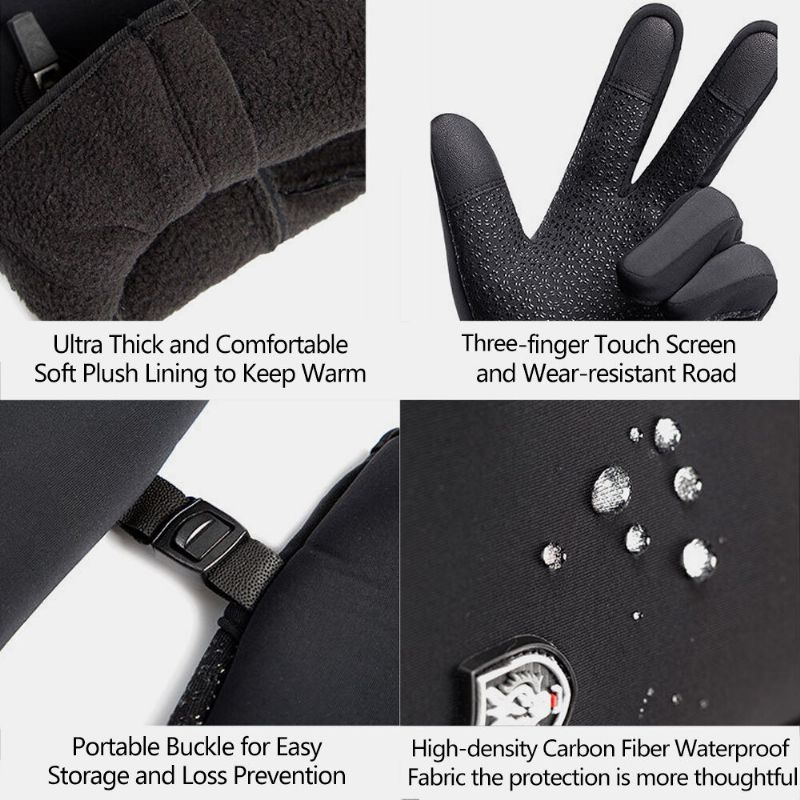 Unisexe Écran Tactile Coupe-vent Gants De Cyclisme Plein Doigt Étanche Résistant Au Froid Silicone Anti-dérapant Hiver Extérieur Escalade Gants De Conduite