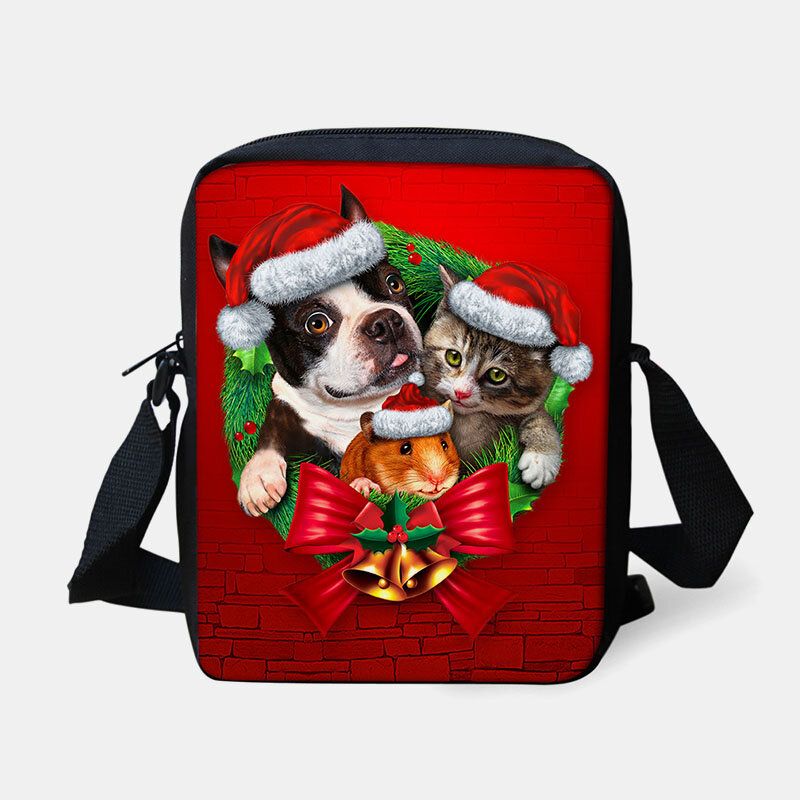 Unisexe Enfant Noël Mignon Chien Chat Imprimé Animal Petit Sac À Bandoulière Sac À Main