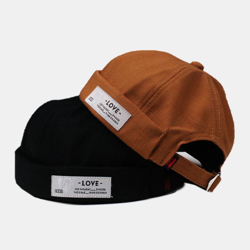 Unisexe Été Lettre Motif Côté Patch Rue Hip-hop Landlord Chapeau Mode Réglable Suncreen Melon Cap Beanie Skull Cap