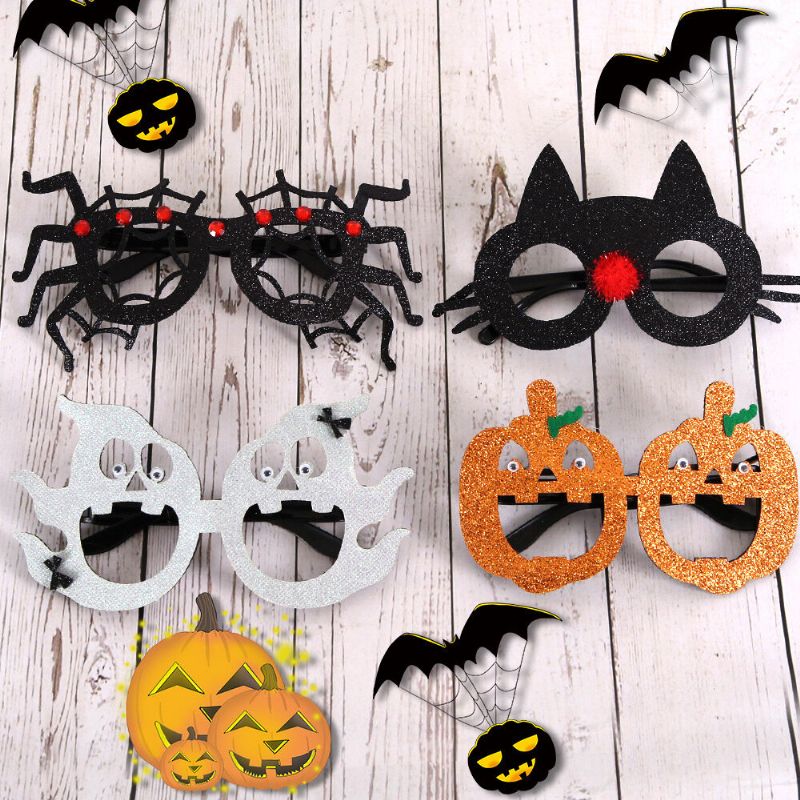 Unisexe Feutre Tissu Halloween Lunettes Enfants Araignée Citrouille Crâne Drôle Fête Décoration Lunettes