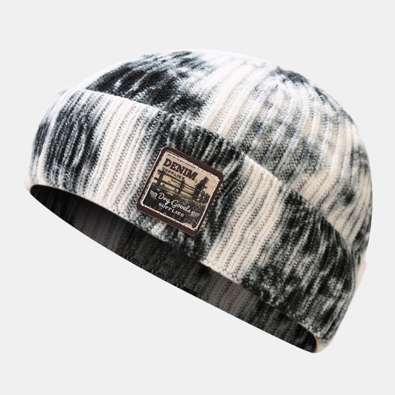 Unisexe Fil Filé Tricoté Tie-dye Dessin Animé Motif Patch Mode Chaleur Bonnet Chapeau