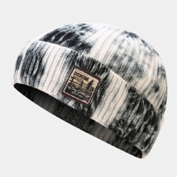 Unisexe Fil Filé Tricoté Tie-dye Dessin Animé Motif Patch Mode Chaleur Bonnet Chapeau