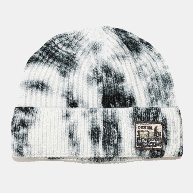 Unisexe Fil Filé Tricoté Tie-dye Dessin Animé Motif Patch Mode Chaleur Bonnet Chapeau